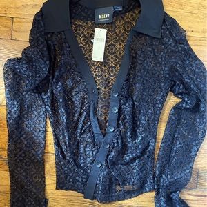 NWT Lace Button Up